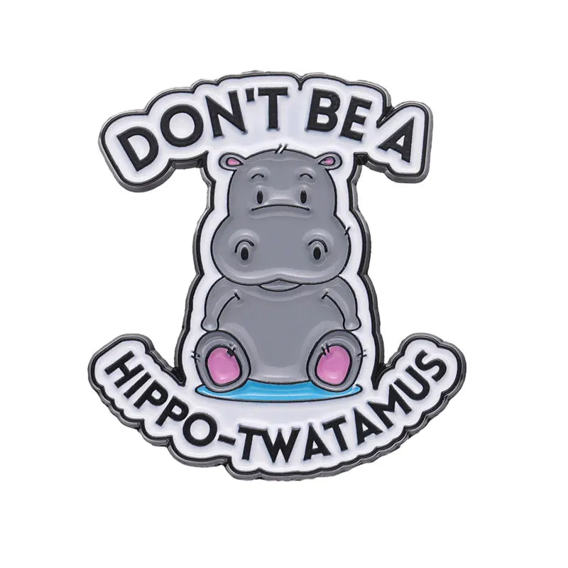 Cute Cartoon Hippo Enamel Pins Mini MOQ Brooches Lapel Badges for Backpacks Clothes Collars New Custom Jewelry