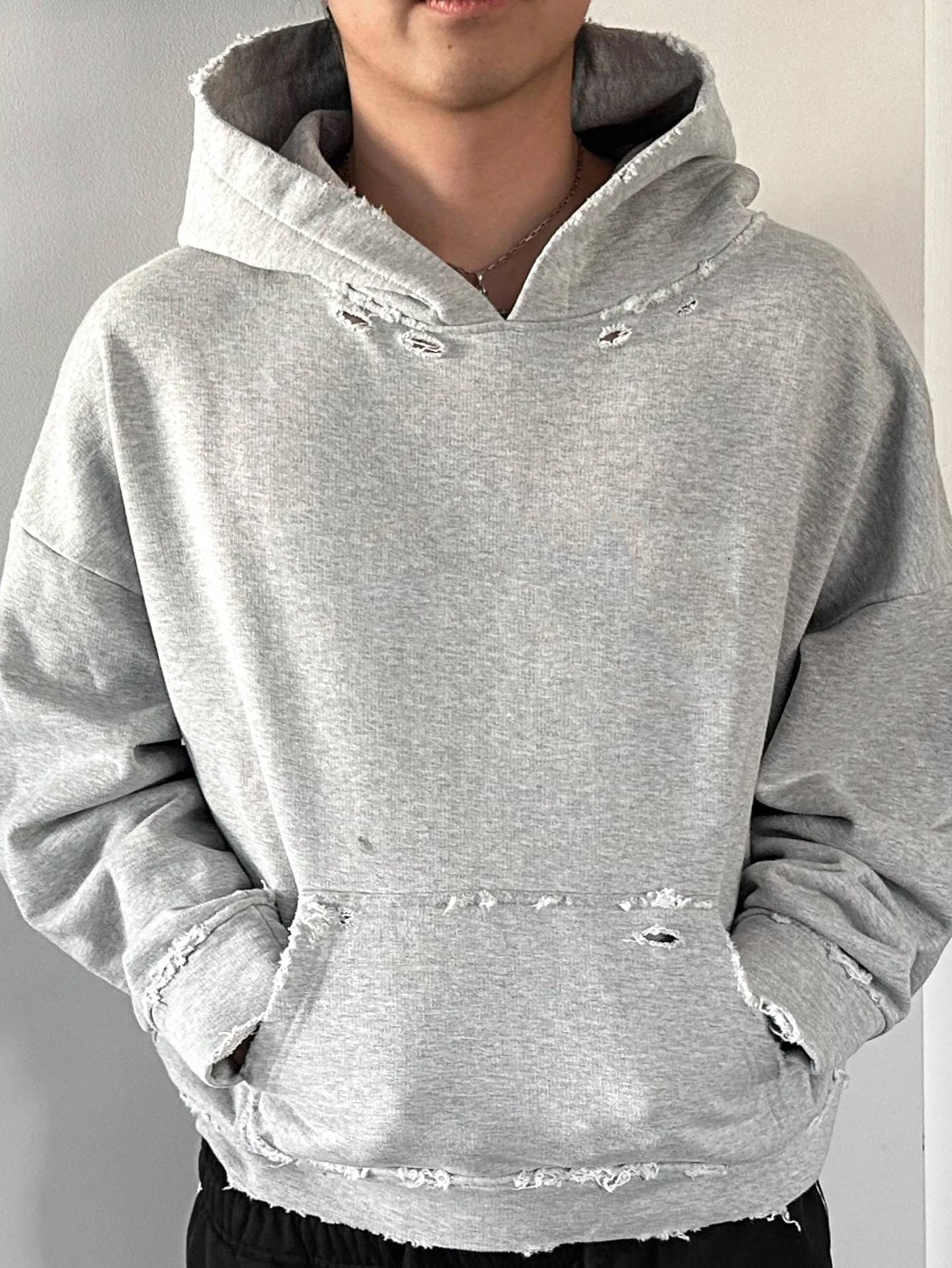 Custom Distressed Hoodie Cotton Luxury Mens Distressed Vintage Acid Wash Hoodie Mens Distressed Hoodie