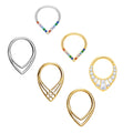 ASTM F136 Titanium 16G Nose Rings Water Drop Shaped CZ Crystal Septum Clicker Earrings Helix Daith Lobe Ear Piercing Jewelry