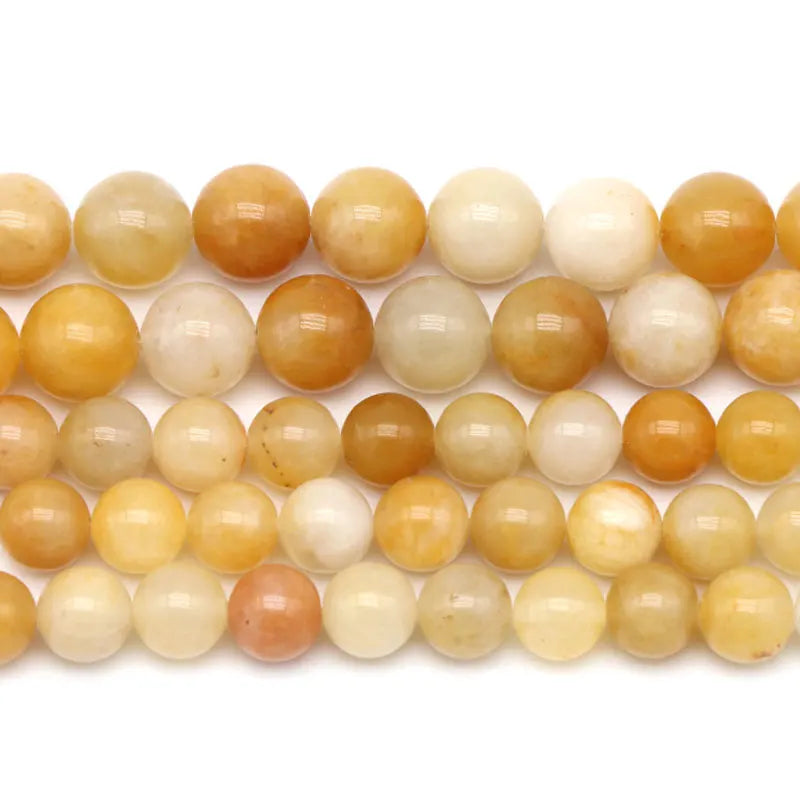 Factory Price Natural Yellow Jade Stone Beads Strand 4mm 6mm 8mm 10mm 12mm Round Natural Yellow Jade Beads for Jewelry Making