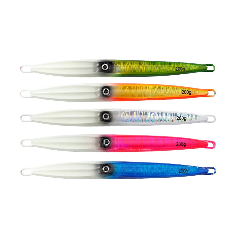 JY-27 Series 40g 60g 80g 100g 200g Slow Pitch Jig Lure Lead Metal Luminous Jigging Lures Saltwater Sea Fishing Lures