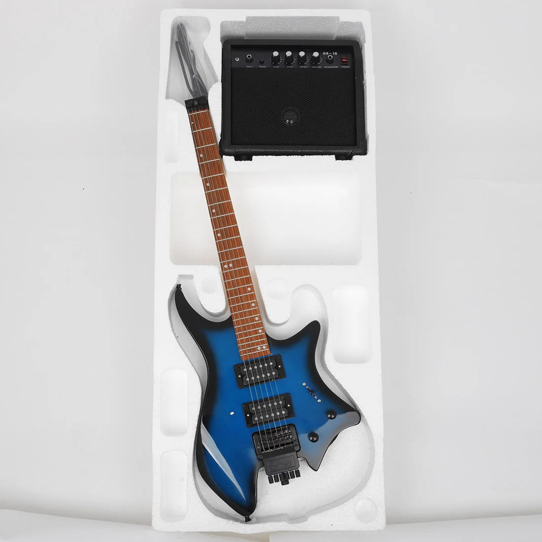 New Arrival Electric Guitar Set Double Pickup Headless Built-in Locking String Mode with Speakers