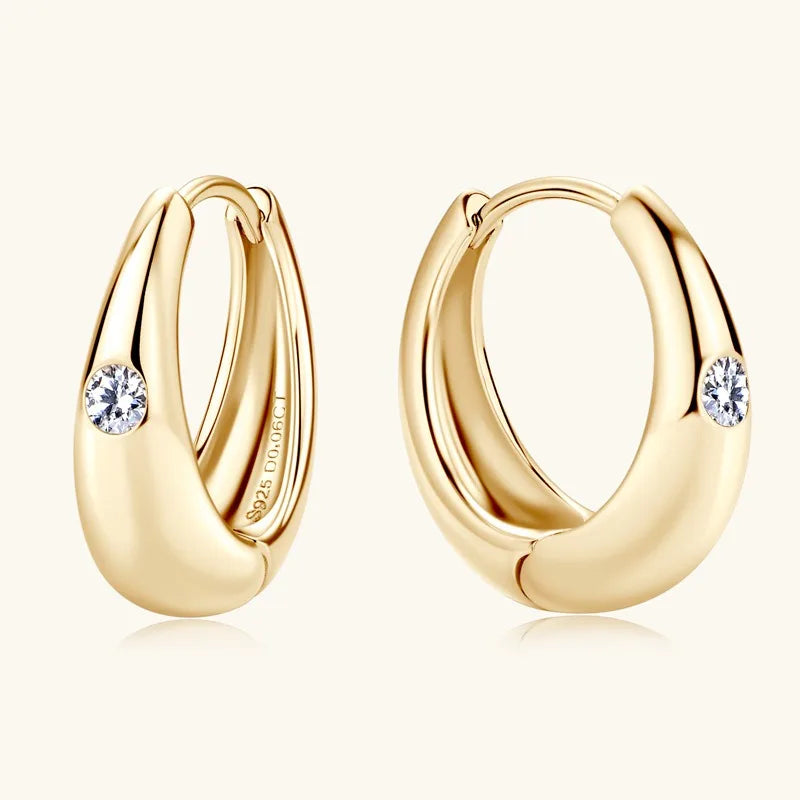 Wholesale Iced Out Jewelry Moissanite Diamonds Hoop 925 Sterling Silver Luxury Yellow Moissanite Earrings for Gift