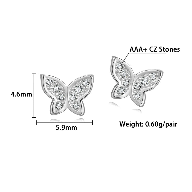 Korean Style Earring Charms Diamond butterfly Wing Stud Earrings