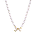 Fashion Necklace Faux Plastic Pearl Necklace Bowknot Charm Beaded Necklaces Chocker Jewelry
