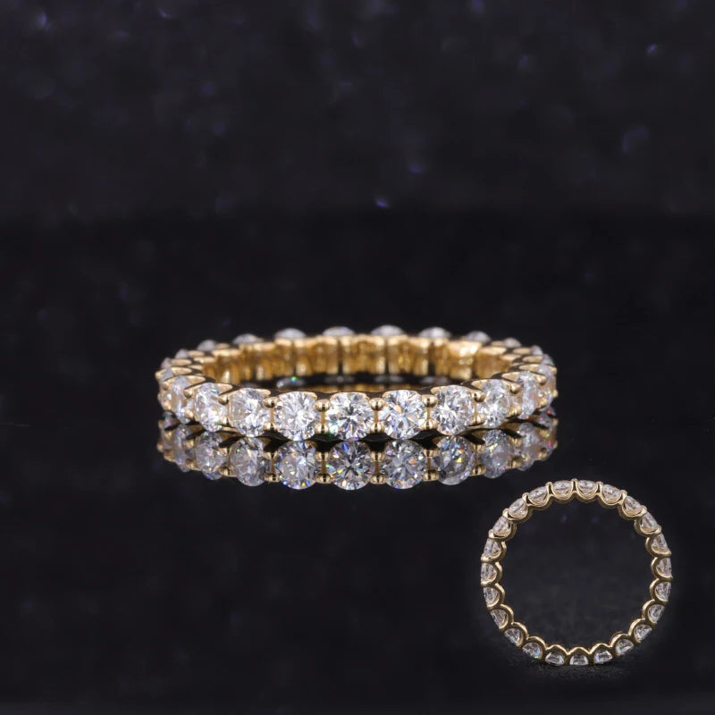 DEF Color 2.5mm Round Brilliant Cut 18K Solid Yellow Gold Engagement Wedding Moissanite Ring