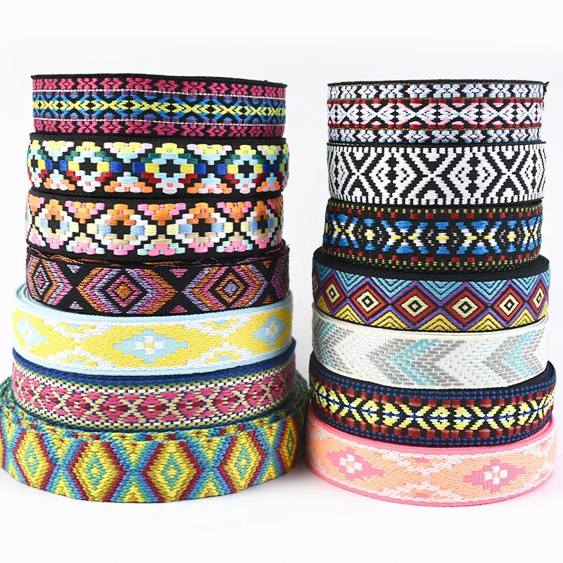 Meetee RD118 25mm Colorful Ethnic Style DIY Garment Bag Decor Ribbon Sewing Accessories Lace Strap Jacquard Ribbon Tape Webbing