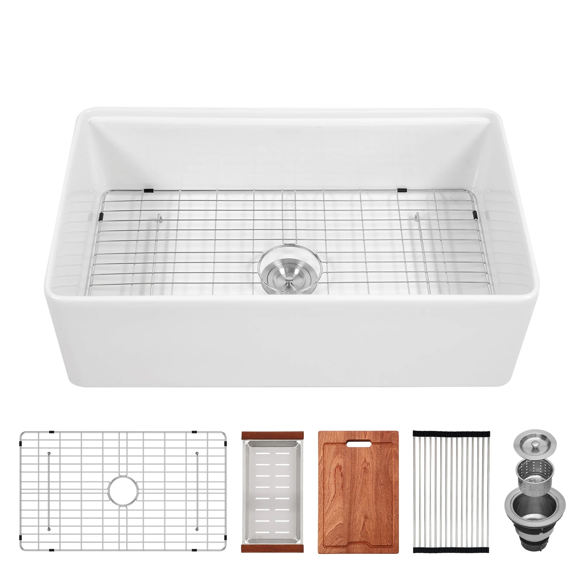Free Shipping 33 Inch  Fireclay  Kitchen Sinks Apron Front Single Bowl Ceramic Farmhouse Sinks