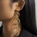 Trendy and Minimalist Long Round Tassel Earrings Punk Metal Chain Hollowed Out Earrings Female Cross-border Jewelry