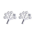 Fashion Jewelry 925 Sterling Silver Small Earrings Tree Leaf Leaves Diamond Gold Plated Stud Earrings Women Christmas Tree