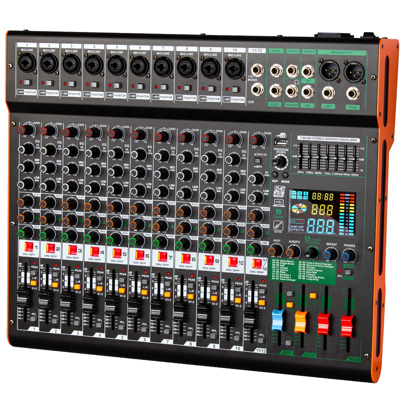 TC12 Professional 12 Channel Mixing Console Audio Sound Cards Mixers DJ Controller/Audio Console Mixer