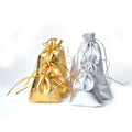 Metallic Foil Jewelry Packing Silver/ Gold Drawstring Velvet BagWedding Gift Candy Bags & Pouches