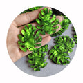 Acrylic Green Leaf Charms 100pcs Resin Tropical Palm Tree Leaves Flatback Craft Jewelry Scrapbooking Embellishment