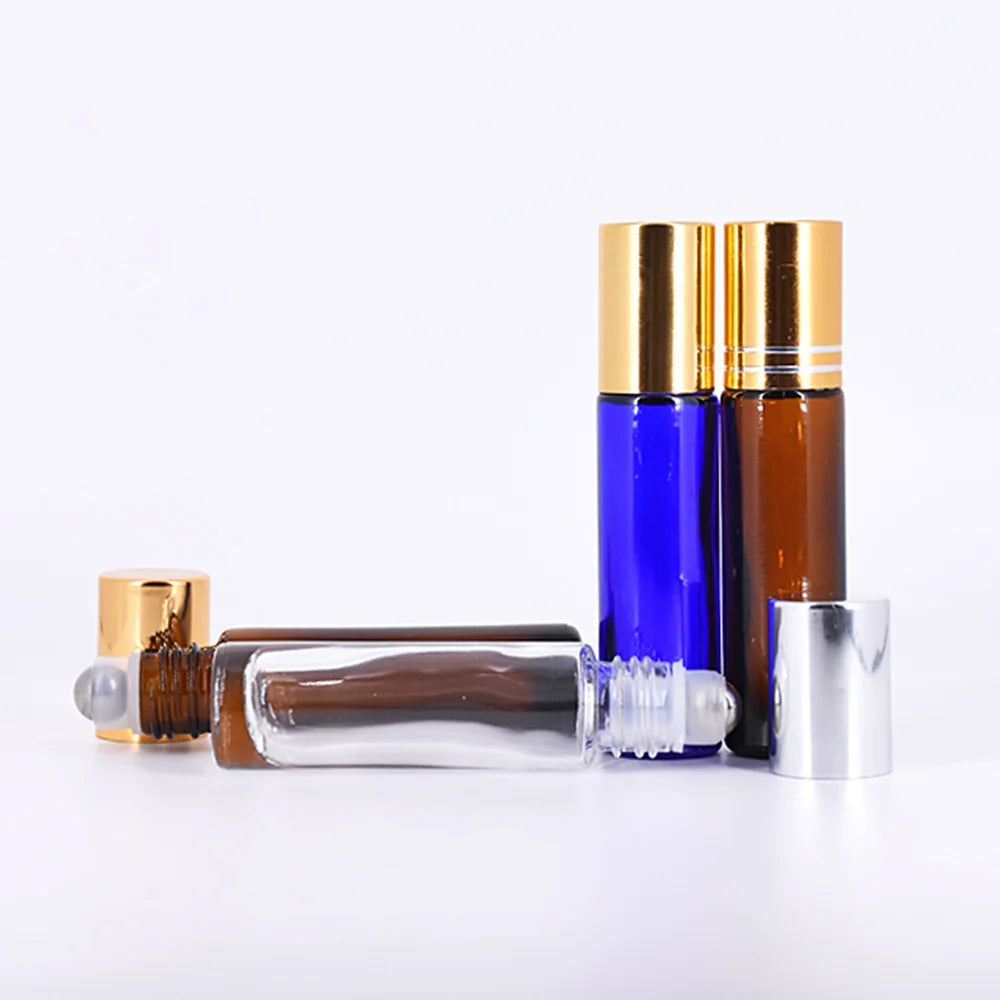 Luxury Roll on Perfume Bottles 5ml 6ml 8ml 10ml 15ml Roll on Glass Bottle with Steel Balls/ Glass Balls and Lids