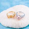 R010992 DIY 7-8mm Natural Freshwater Pearl Ring Accessory 925 Sterling Silver Adjustable Size Engagement Jewelry Ring for Women