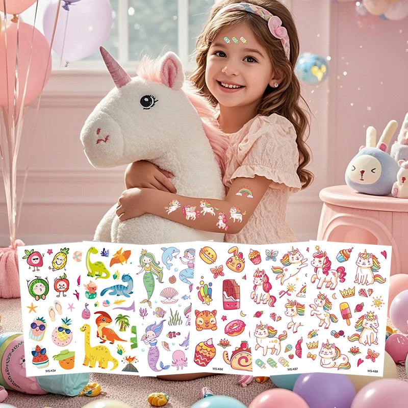 Waterproof Mini Children's Tattoo Stickers Temporary Cartoon Facial Paper Decals for Kids Jiangmei WS-K53-K68