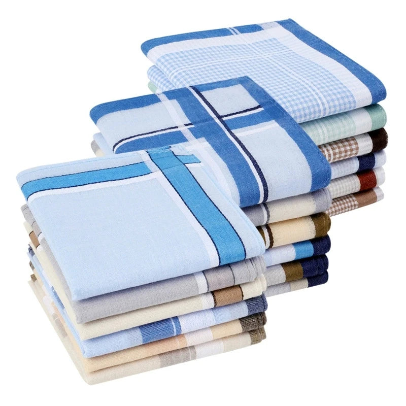 Men's One Dozen 15x15 Inch 100% Cotton Striped Yarn Dyed Eco-Friendly & Azo Free Handkerchiefs for Gifting Weddings & Home Uses