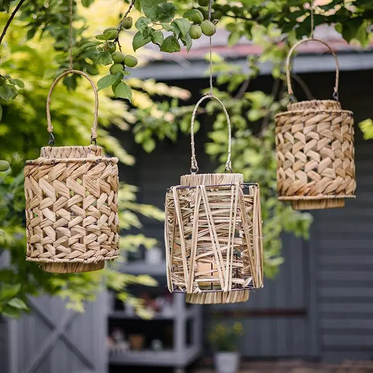 Handmade Vintage Classical Willow Wicker Wooden Candlestick Lantern Set Creative Home Decor Ornaments for Weddings & Christmas