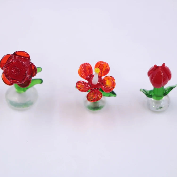 Mixed Miniature Small Murano Lampwork Glass Animal Little Flower Figurine