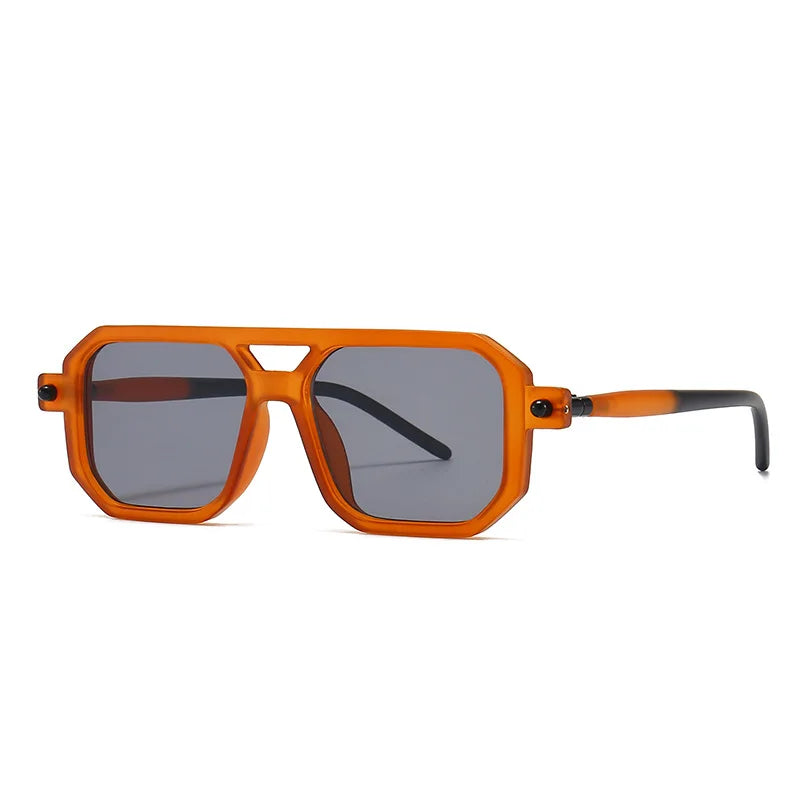Youth Esstential Trendy Retro Big Square Sunglasses With Unique Temple Color Pattern