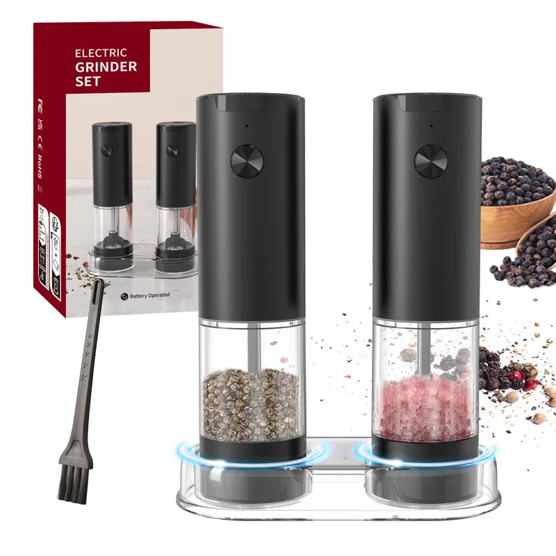 2024 New Arrival Kitchen Batteries Operated Home Use Spices 2 in 1 Automatic Electric Salt Pepper Grinder Mill Set