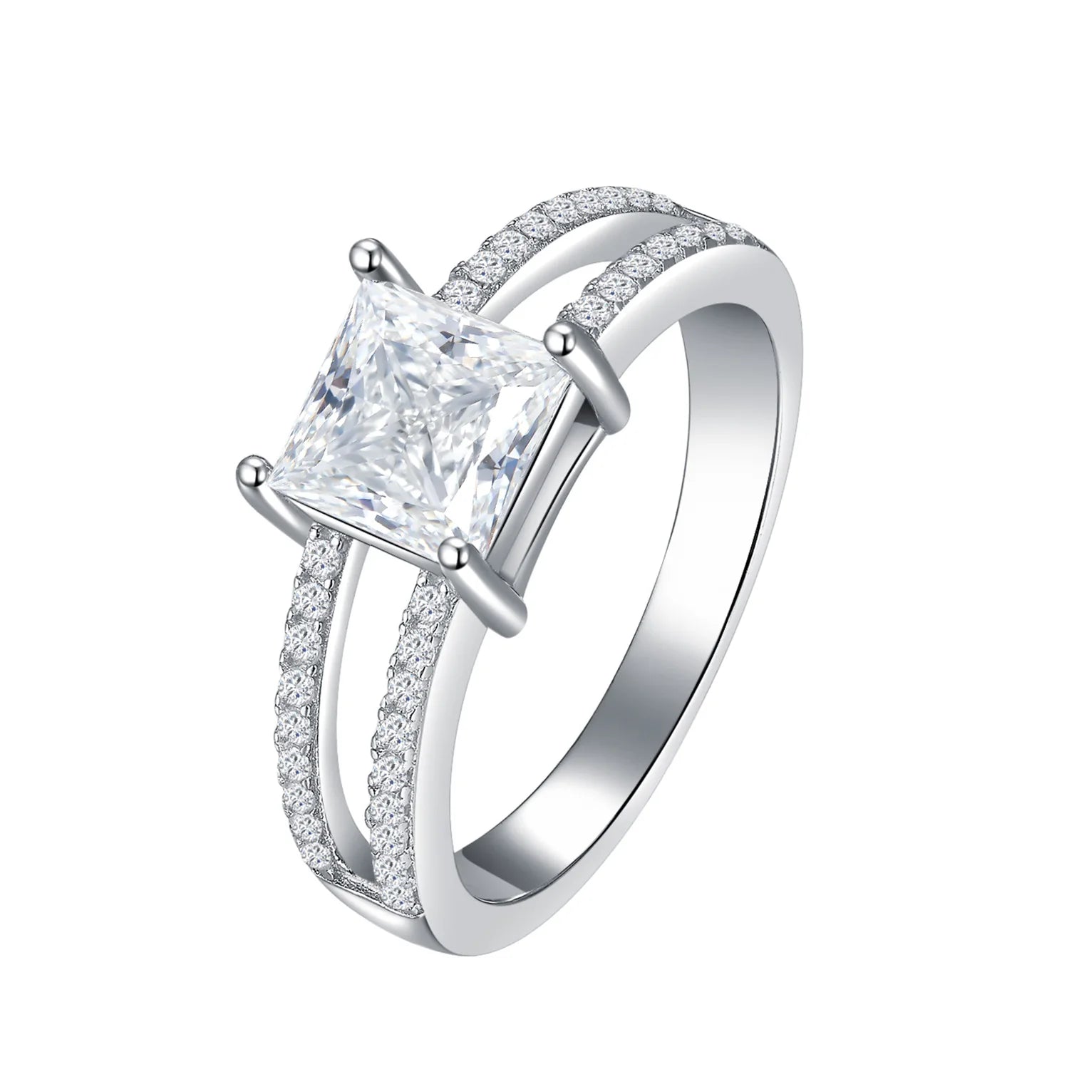 Custom 925 Sterling Silver Women's Wedding Anniversary Ring 6mm VVS D Color Princess Cut Moissanite Diamond Elegant Gift Idea