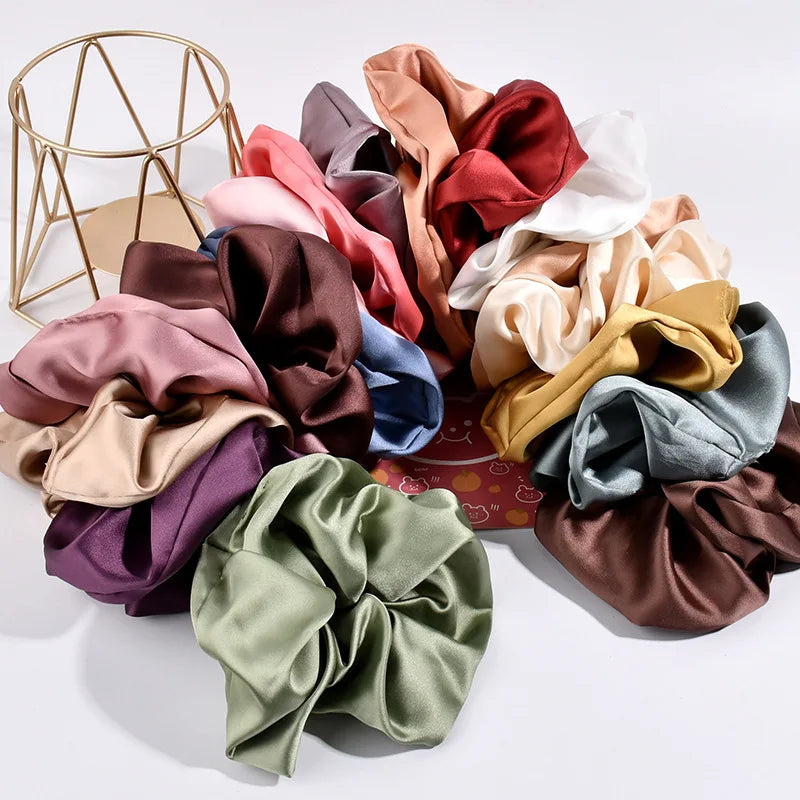 SongMay Wholesale Custom Logo Satin Silk Vintage Hair Scrunchies and Large Ties Fabric Fashion Accessories for Hair Band