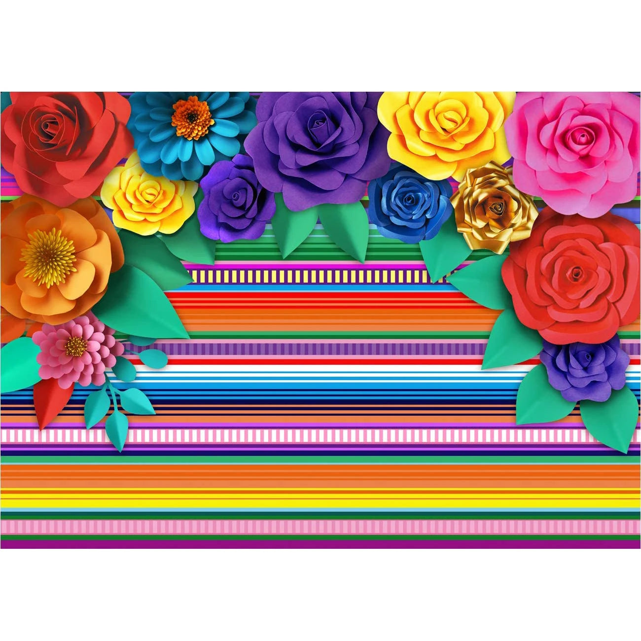 Nicro Fancy Bright Carnival Mexican Themed Party Day of the Dead Cinco De Mayowall Table Stripe Background Decor Photo Booth