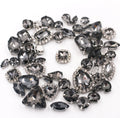 Bag of 50pcs 3D Gray Claw Diamond Crystal Buckles Mixed Sizes Glass 3D Sew-On Loose Rhinestones with Silver Claw
