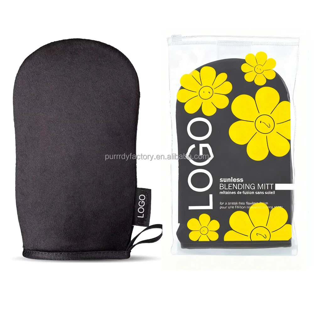 Custom Logo Label Wholesale Tan Glove Mousse Black Pink Brown Tan Self Tanner Applicator Kit Thumb Self Tanning Mitt
