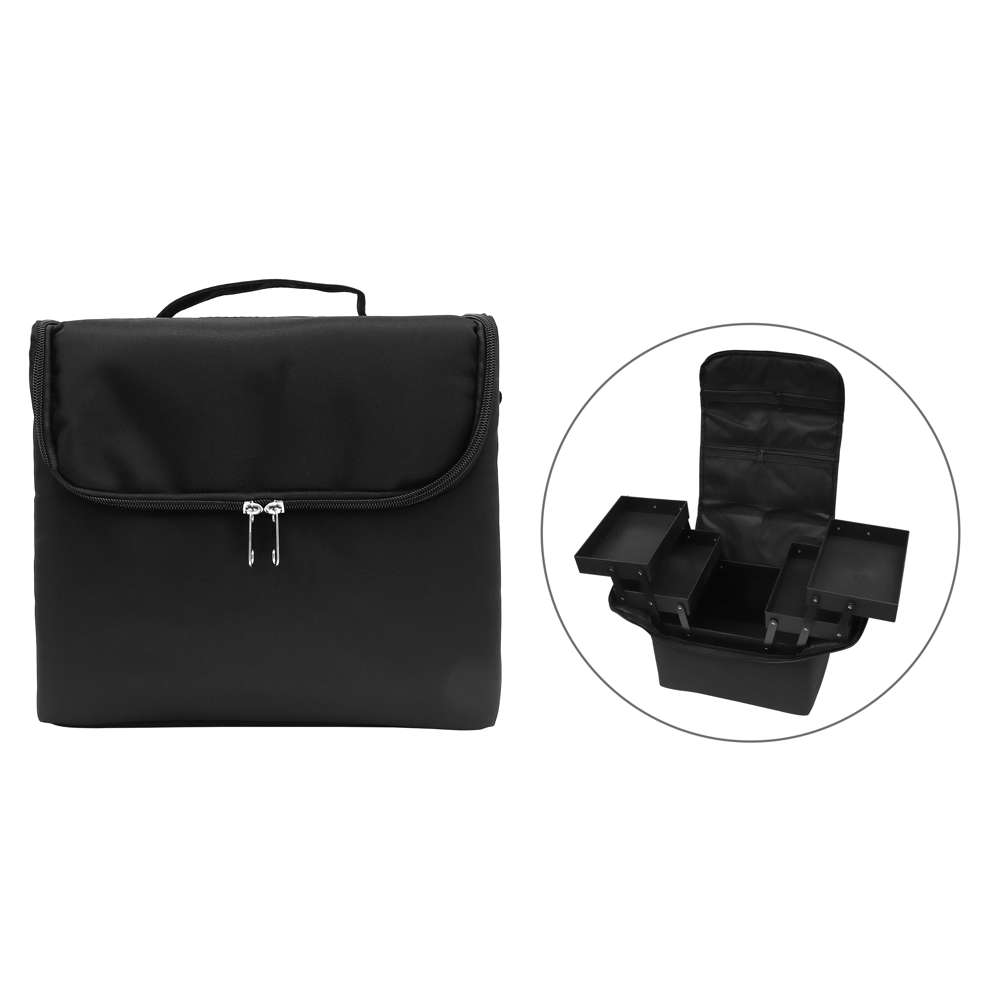 XIUSUZAKI Portable Eyelash Storage Eyelash Extension Kit Cosmetic Case Black Eyelash Extension Tools Bag Cosmetic Case