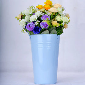 Modern Iron Decorative Flower Bucket with Handles Brush in Many Colours Galvanized Finish