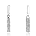 Fine Jewelry 925 Sterling Silver Minimalist Women Fashion CZ Diamond Strip Shape Stud Earrings