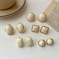 Trendy White Geometric Acrylic Metal Earrings for Women OL Holiday Fashion Jewelry Ear Stud Accessories