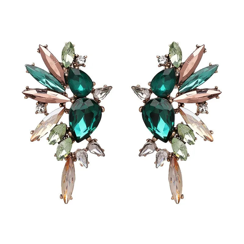 SC Jewelry Hot Sale Vintage Stud Earrings Bling Emerald Rhinestone Zircon Inserted Green Butterfly Earrings for Women