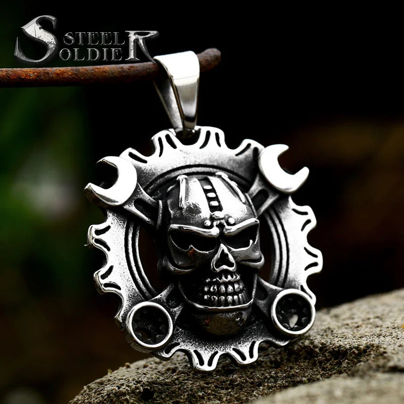 SS8-889P Stainless Steel Skull Steam Vintage Skull Pendant Fashion Motorcycle Chain Men's High Quality