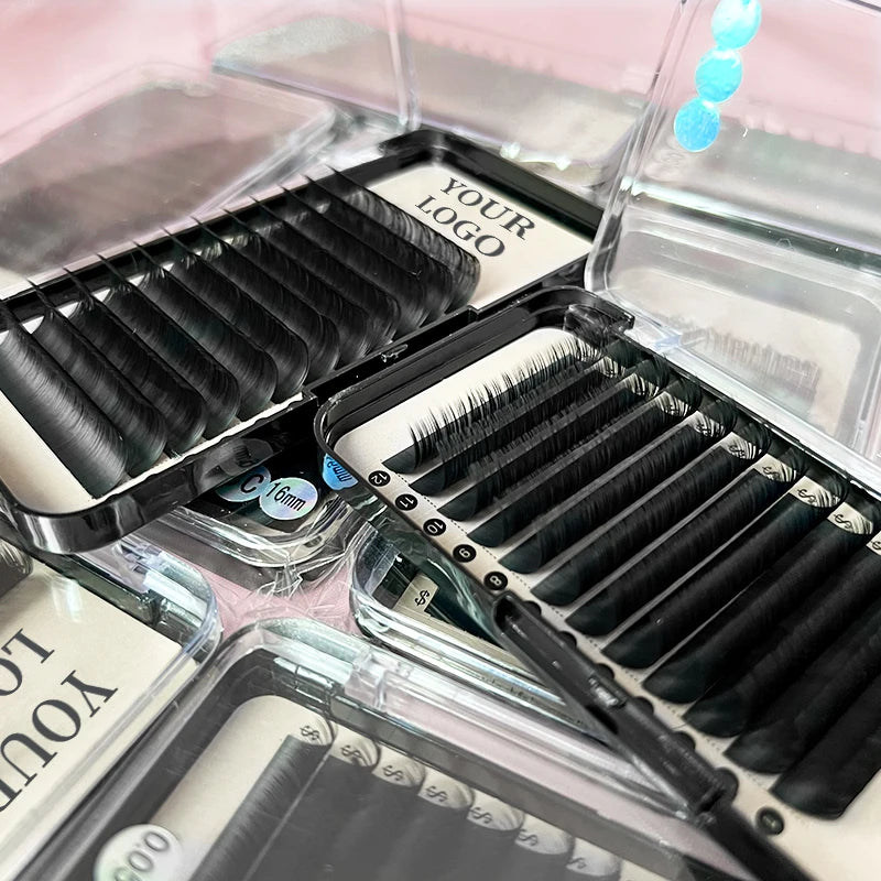 Individual Lash Extensions 15mm 18mm Long Russian Volume Eyelash Extension Private Label