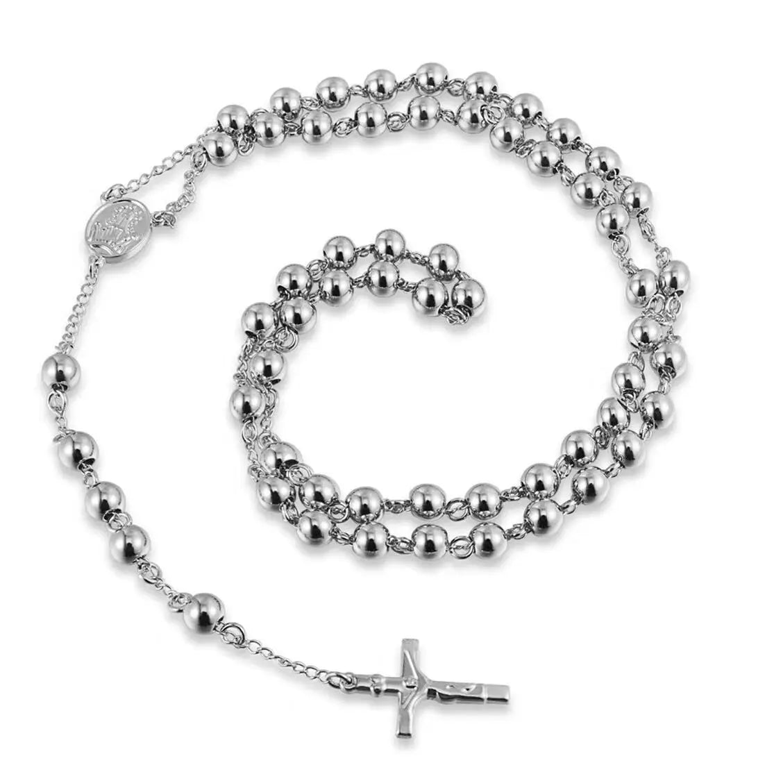 Religious Stainless Steel Jewelry Catholic Islamic Muslim Rosaries Cross Pendant Prayer Beads Chain Gold Plated Rosary Necklaces