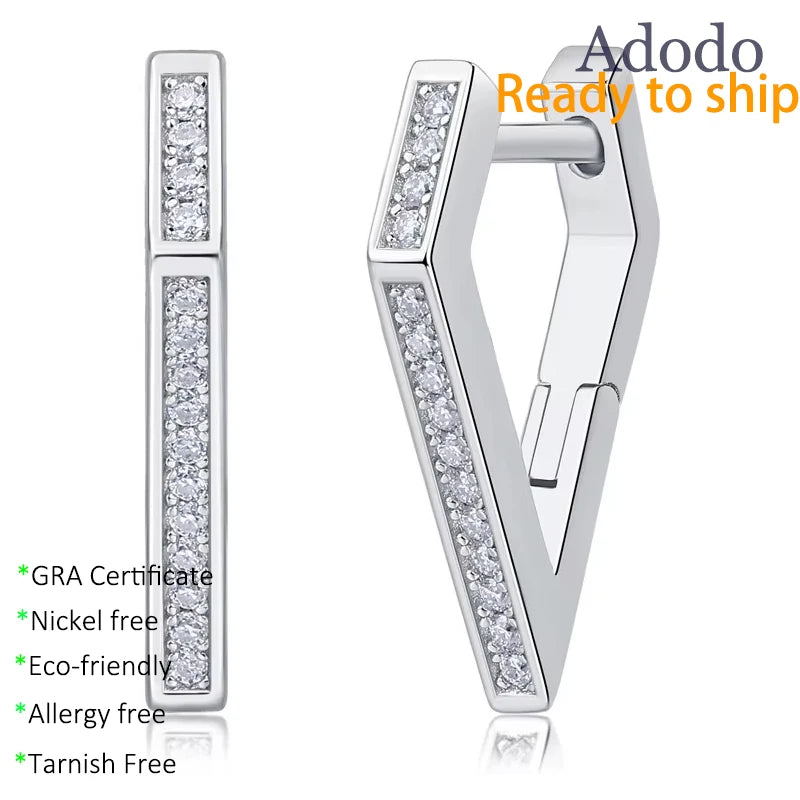 Custom Hot Selling Geometry Heart Shaped Hoop Earrings Fine Jewelry 925 Sterling Silver Micro Pave Moissanite Earrings for Women