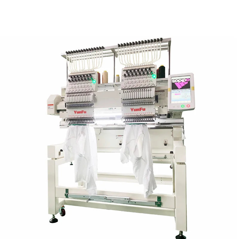 YUNFU Best Price Double Head Flat Embroidery Machine 1200 Rpm New Computerized Gear Core Motor Bearing Home Use Retail