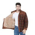Custom Plus American Size Winter Men's Full Cotton Flannel Thick Shirt Patchwork Outdoor Shirt Jacket With Sherpa Lining
