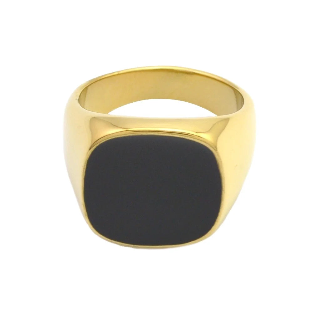 Stainless Steel Silver Plated Titanium Black Moissanite Ring Yemeni Agate Mens Gold Finger Rings