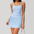 Two-Piece Breathable Solid Yoga Set Fitness Sleeveless Padded Yoga Top High Quality Soft Yoga Skirt for Women