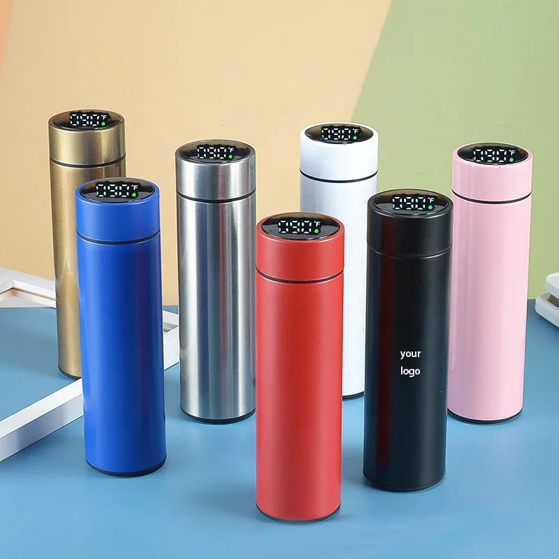 H4.0 500ml Black Double Wall Insulation Stainless Steel Smart Thermos Water Bottle Digital Temperature Display BPA Free