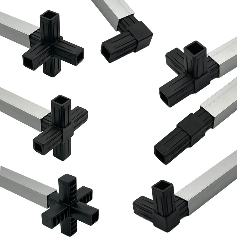 Factory Wholesale 2Way 3Way 4Way 90 Degree Square Tube Plastic Fittings PP ABS Plastic Square Tube Corner Connectors 20mm 25mm