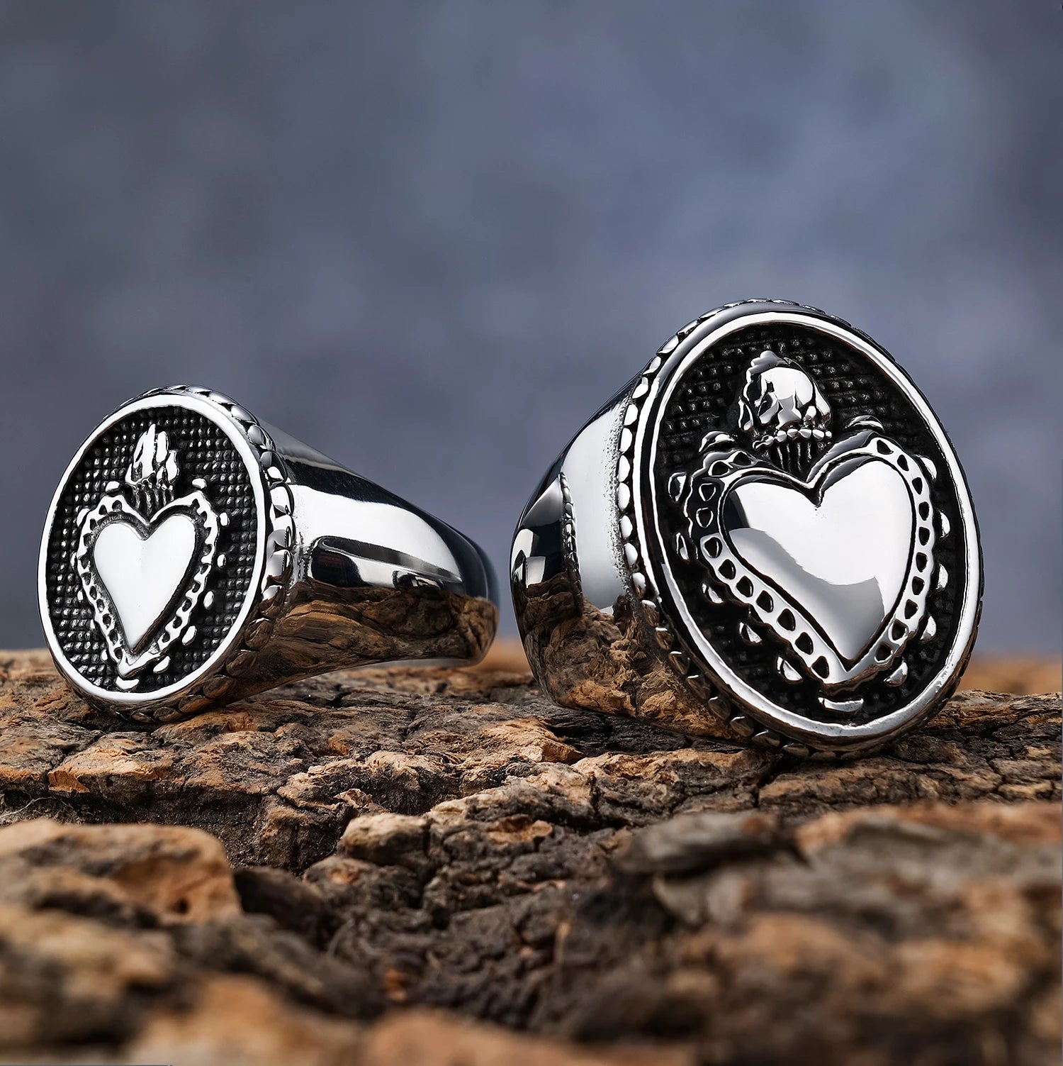 Custom Stainless Steel Sacred Heart of Jesus Love Mens Signet Ring Size 7-13 Jewelry Gifts for Women