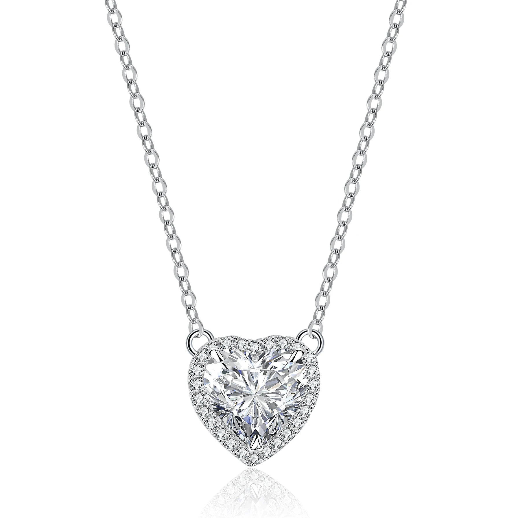 Wholesale Custom Heart White Moissanite Jewellery Diamond Chain 925 Silver Round Cut Necklace for Women Party GIft