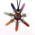 HZ Fashion Natural Crystal 7 Chakra Reiki Energy Pendant Tiger-eye Necklace for Women Man Charm Jewelry Jewelry