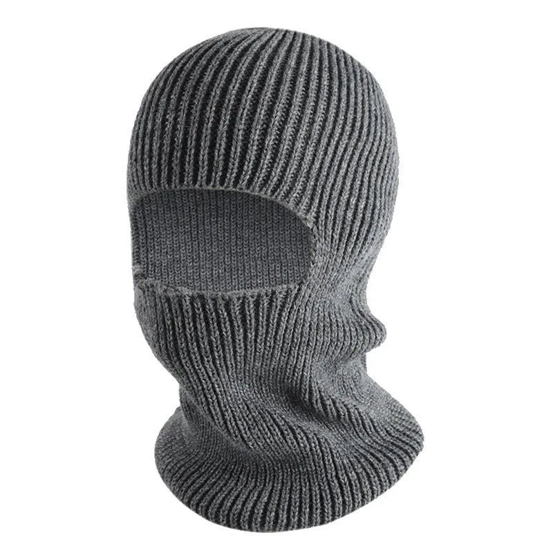 MIO New Custom Embroidery Logo Windproof Balaclava Full Face Neck Cover Knitted Hat Winter Warm Solid Color 1 Hole Ski Mask