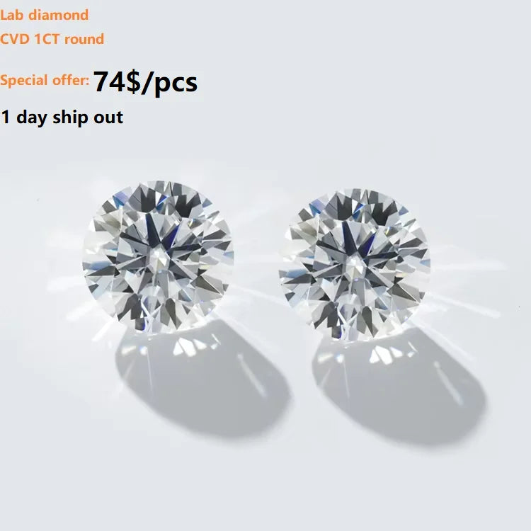 Starsgem Special Offer 1ct Lab Grown Diamond CVD Round Shape DE Color VS Diamante Wholesale Loose Diamond Lab Grown